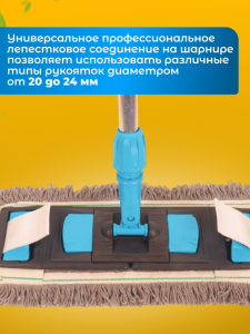 картинка Держатель ACG 50х13 см для мопов универсальный, с педалью и зажимами, синий