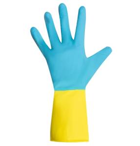 картинка Перчатки хозяйственные латексные Household LUX Bicolor М, синий+желтый