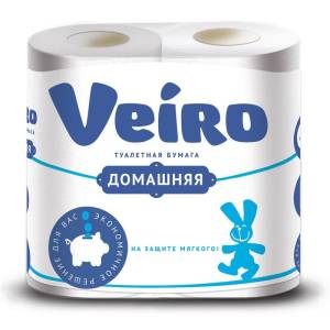 Бумага туалетная 2 сл. 15 м белая 4рул/упак Veiro Домашняя