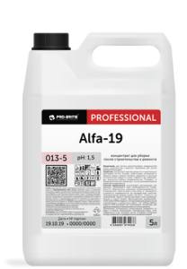Концентрат для уборки после строительства и ремонта ALFA-19, 5 л, PRO-BRITE