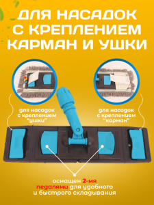 картинка Держатель ACG 50х13 см для мопов универсальный, с педалью и зажимами, синий